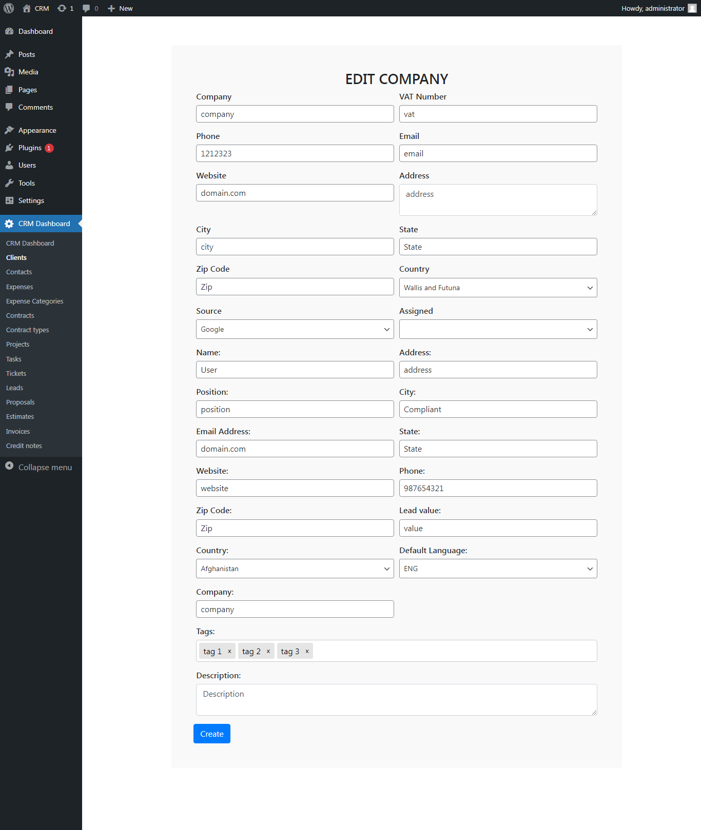 Edit Client (Company)