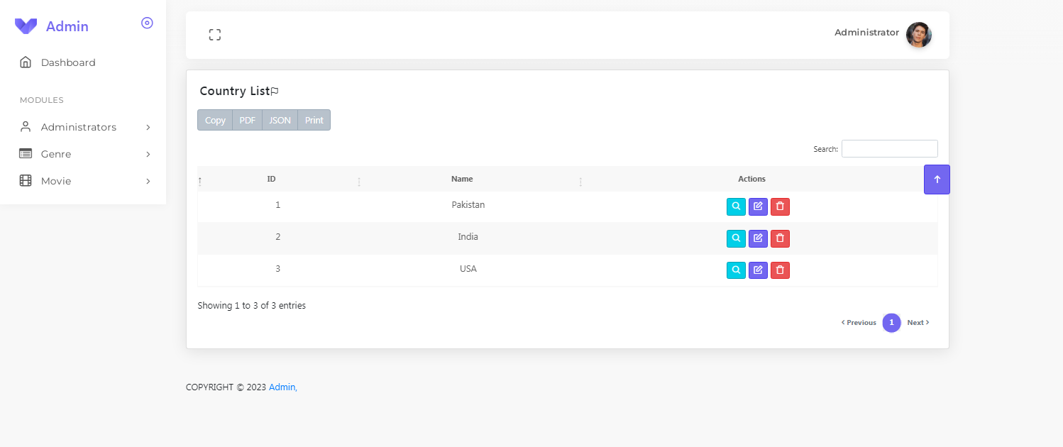 Countries (Admin Panel)