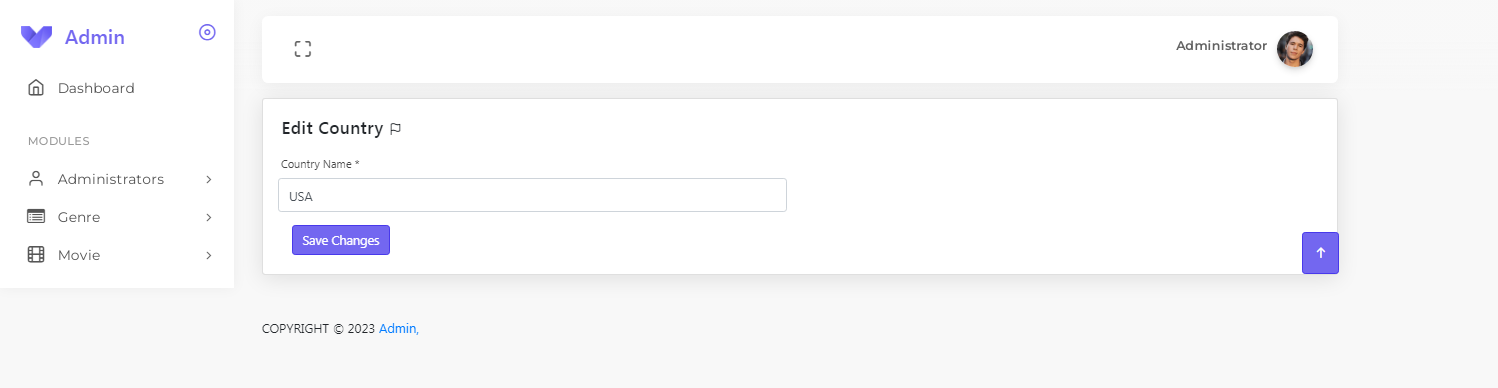 Edit Country (Admin Panel)