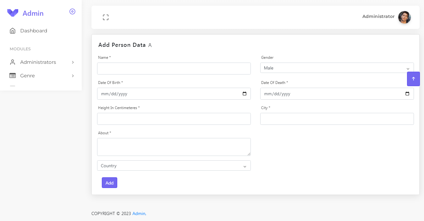 Add Person (Admin Panel)