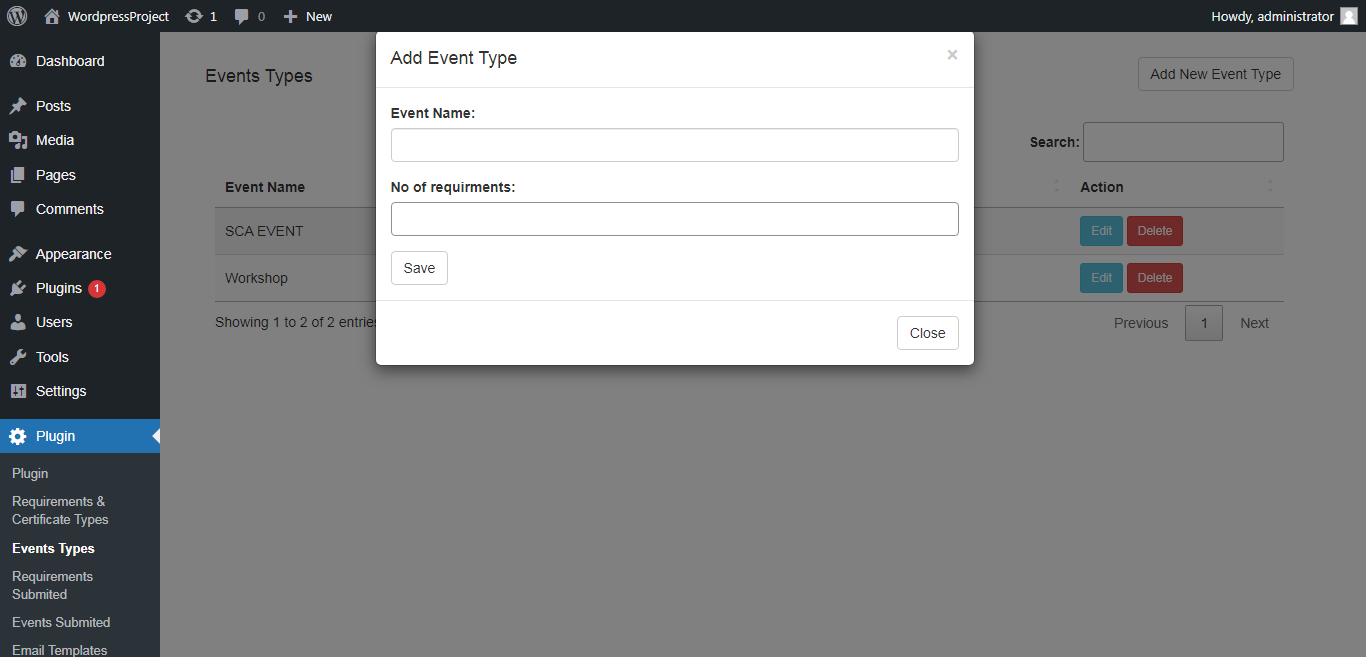 Add Event types